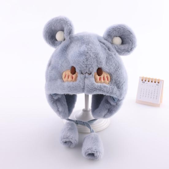 Winter Warm Baby Hats Toddler Earflap Bear Hat with Soft Ball Unisex Infant Snow Cap Fleece Warm Hemming Caps for Newborn