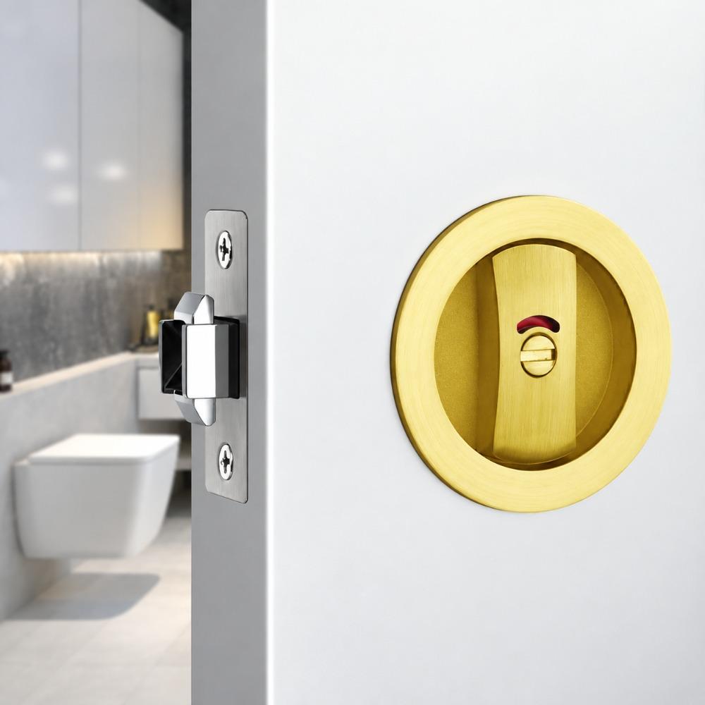 Zinc Alloy Pocket Door Lock Self-Locking Keyless Lock Premium Sliding Privacy Lock  Home