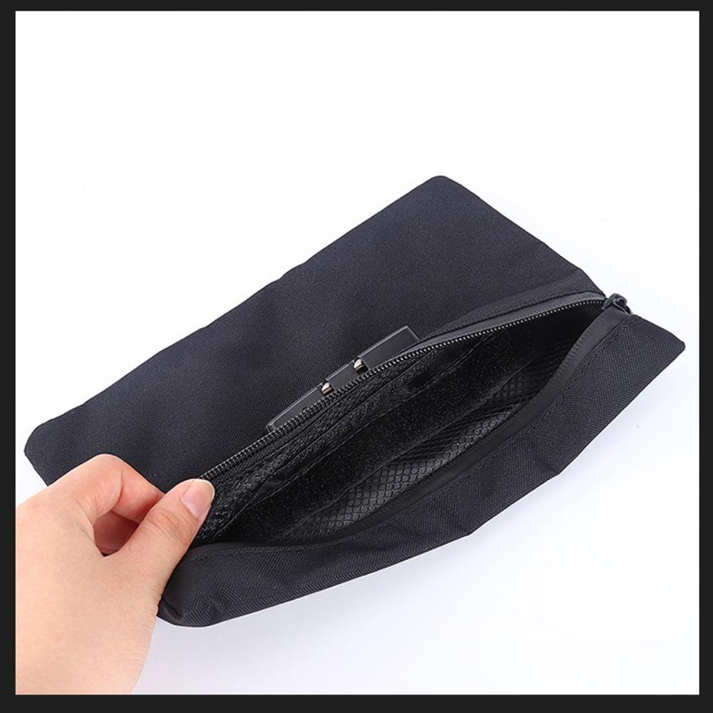 Black Money Bag With Lock Portable Document Bag Durable Security Bag for Cash  Travel