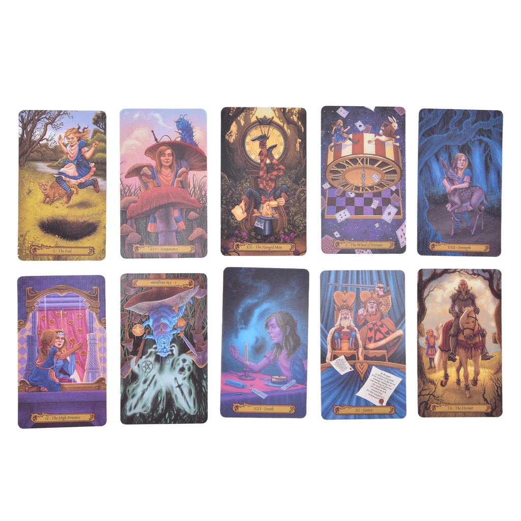 78PCS Wonderland Карты Таро Инструмент для гадания Бумага с покрытием Английская настольная игра для начинающих