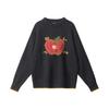 Womens Oversized Loose Knit Sweater With 3D Fruit Embroidery Round Neck Long Sleeve Pullover Casual Wear