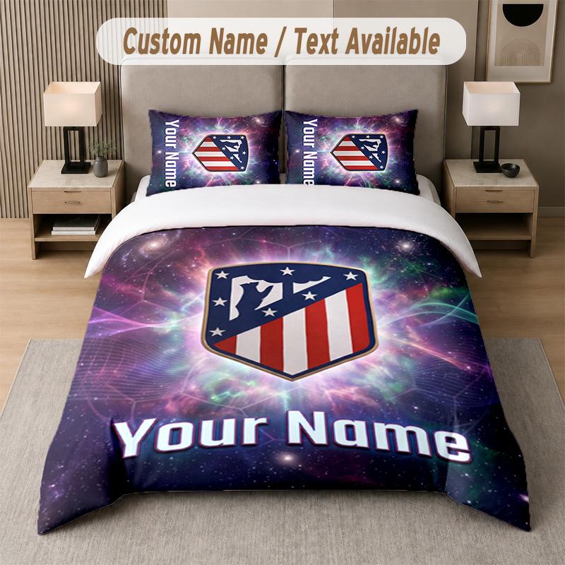 Atletico Madrid Design Bedding Set Custom Text 1 Duvet Cover & 2 Pillow Cases