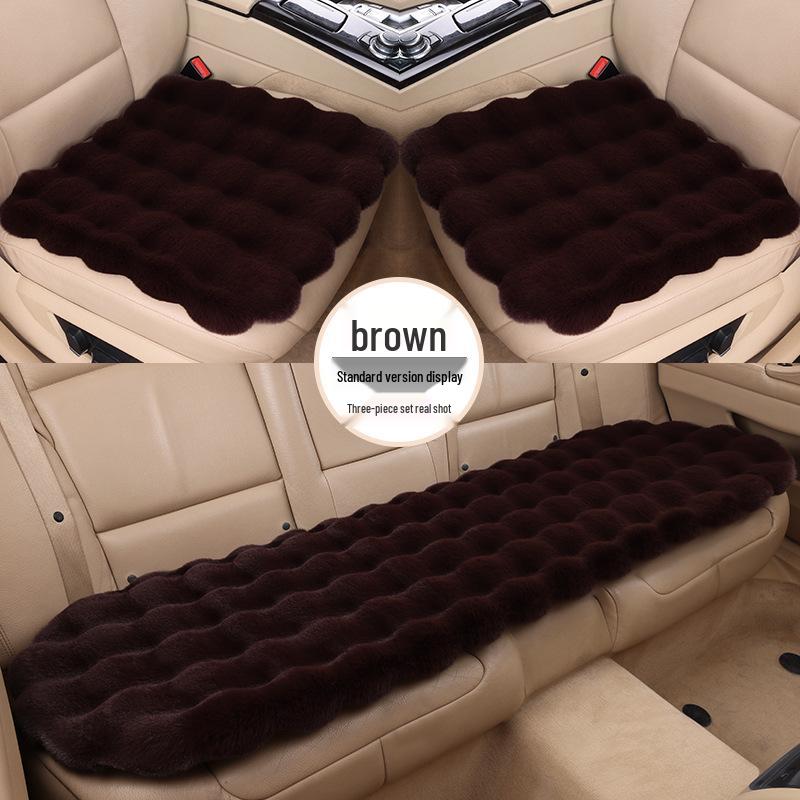 Зимний флисовый плюшевый чехол на сиденье автомобиля из кроличьего меха, комплект из 3 предметов