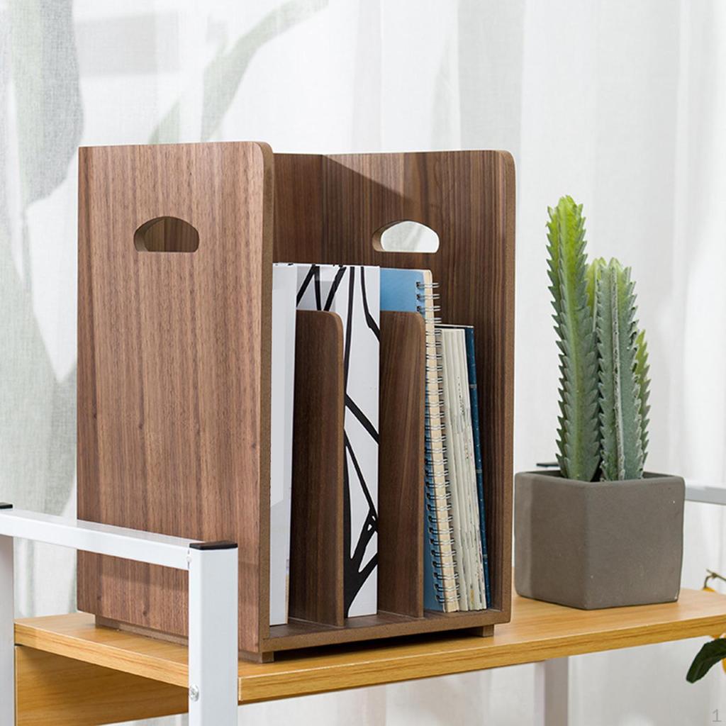 Minimalist Wood Book Organizer for Desktop with Space Vinyls And Games