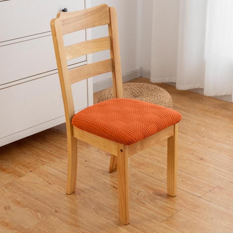 Stretch Jacquard Dining Room Chair Seat Covers Removable Washable Elastic Upholstered Dining Chair Cushion Slipcover