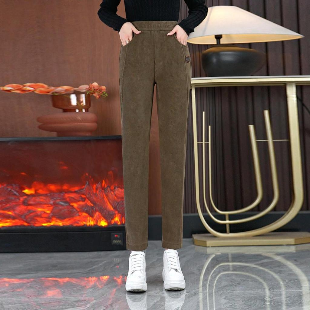 New High Waist Velvet Harem Pants Slim Warm Loose-Fit Trousers for Autumn & Winter