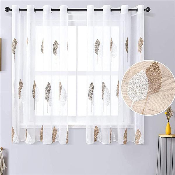 Современные короткие прозрачные шторы с вышивкой листьев для гостиной, спальни, детские оконные тюлевые шторы, жалюзи, вуаль, шторы