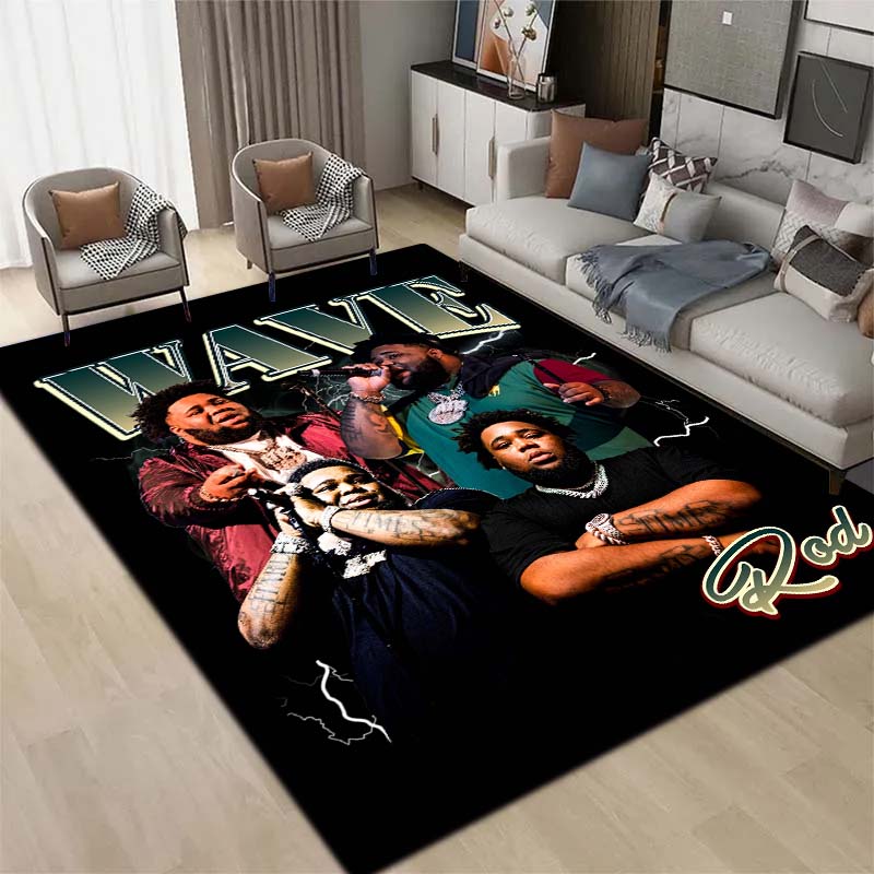3D Hip Hop Rapper Carpet Rod Wave Home Living Room Bedroom Decoration Flannel Comfortable Anti slip Area Corridor Carpet Gift