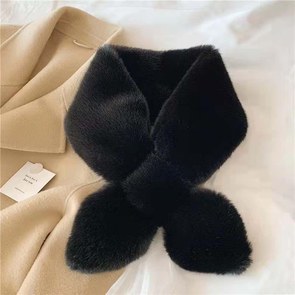 Plush Comfortable Neckerchief Imitation Rabbit Fur Scarf Korean Style Wraps Women Cross Scarf