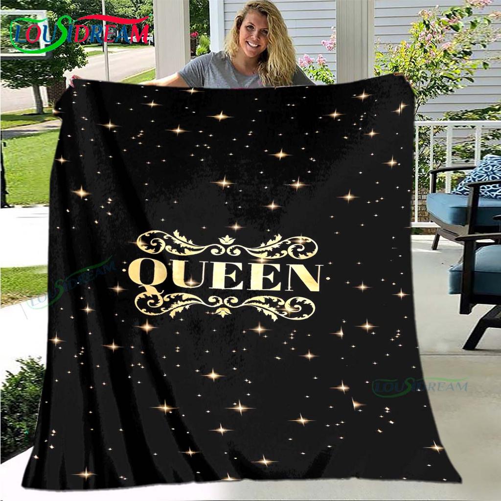 Hot Pattern KING and QUEEN Pattern Blanket Flannel Thin Blanket Portable Home Travel Office Lunch Break Blanket Birthday Gift