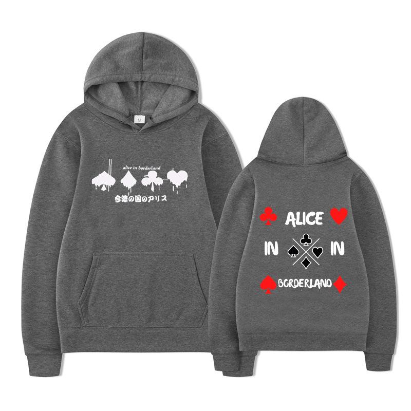 Alice In Borderland Hoodies Men Cartoon Cards Sweatshirt Vintage Unisex Pullover Men Graphic Hoody Oversize Clothing