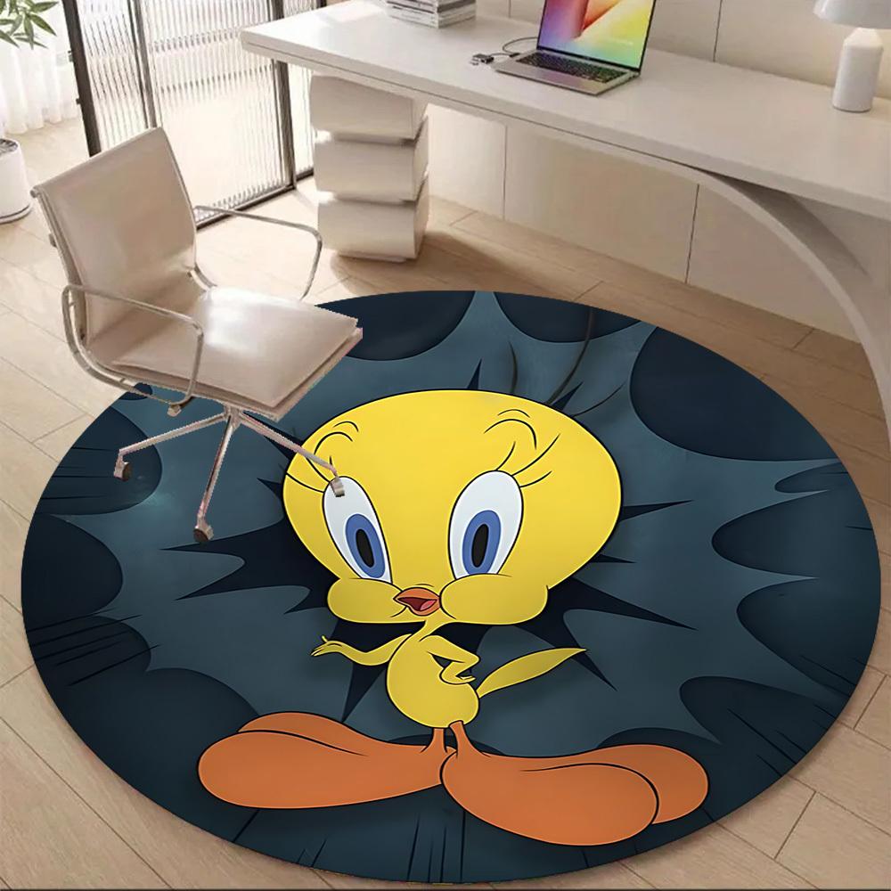 1PC Looney Tunes Tweety Office Round Area Rug, Indoor Mat Suitable For Office, Under Office Chairs Bedroom Living Room Home Decor, Room Deco110