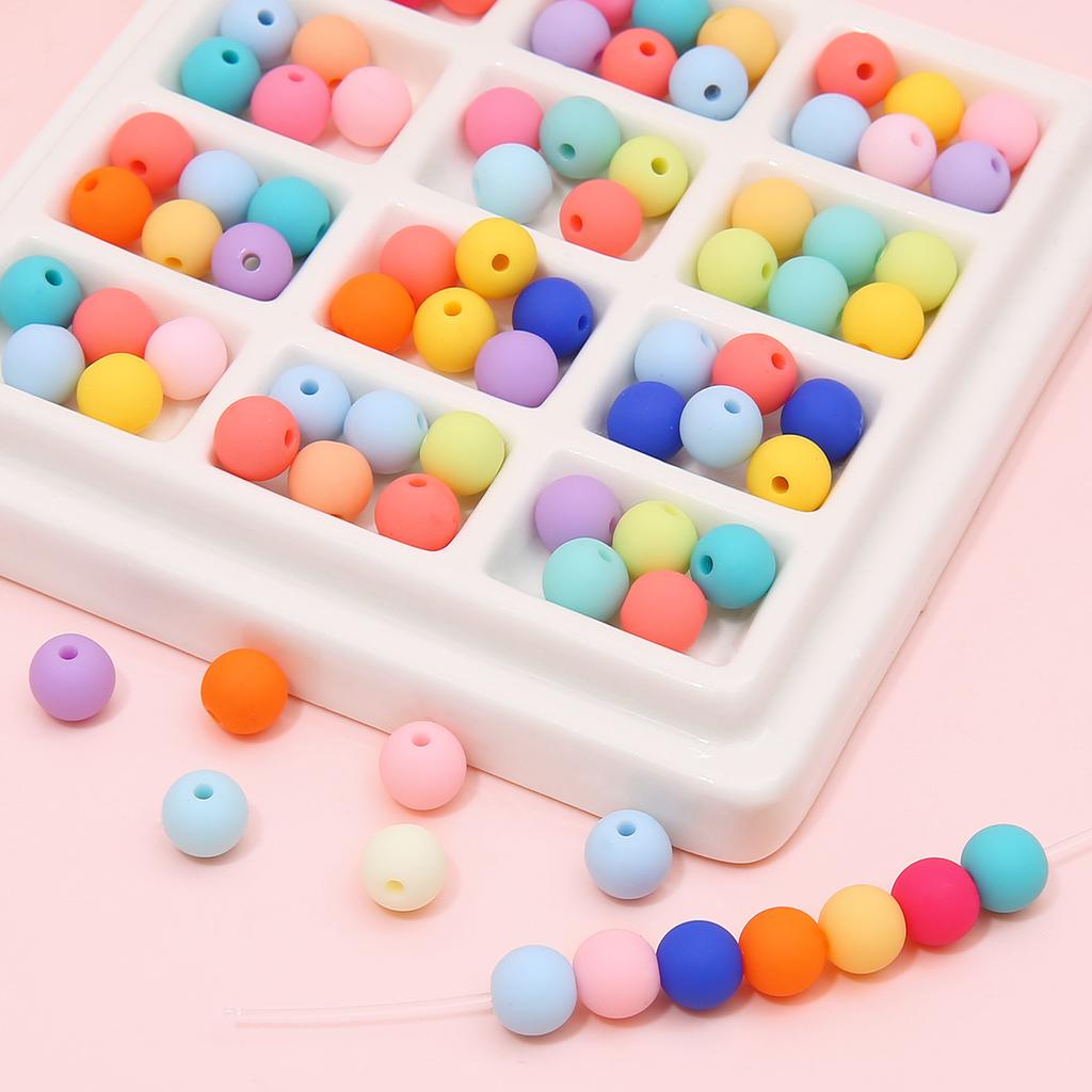 Бусины для браслета ручной работы, цельные акриловые матовые разноцветные бусины, цепочка для сотового телефона ручной работы, ожерелье из макарон, круглые бусины, свободные бусины