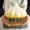 Креативная корзина для хранения чеснока Керамическая крышка Корзина для хранения яиц, лука, имбиря, чеснока Кованая железная корзина для хранения Кухонные принадлежности