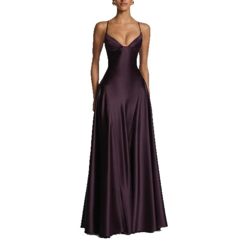Elegant Slim Fit Solid Color French Style Sleeveless Maxi Dress High Waist 2026 Womens Casual Office Wear