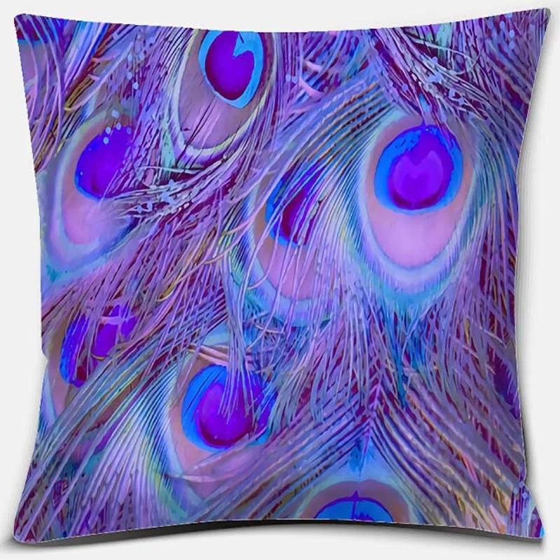 Peacock Feather Pattern Pillowcase Interior Decoration Office Living Room Home Pillowcase