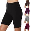 Sport Yoga Solid Mid Thigh Stretch Cotton Span High Waist Active Short Leggings