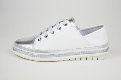 Кеды 076305 37 Бело-серебристые кожа