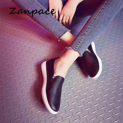ZANPACE 2025 Новые женские туфли на плоской подошве Повседневные туфли с круглым носком Слипоны Белые туфли Женские лоферы Осень Дышащие туфли на платформе для женщин