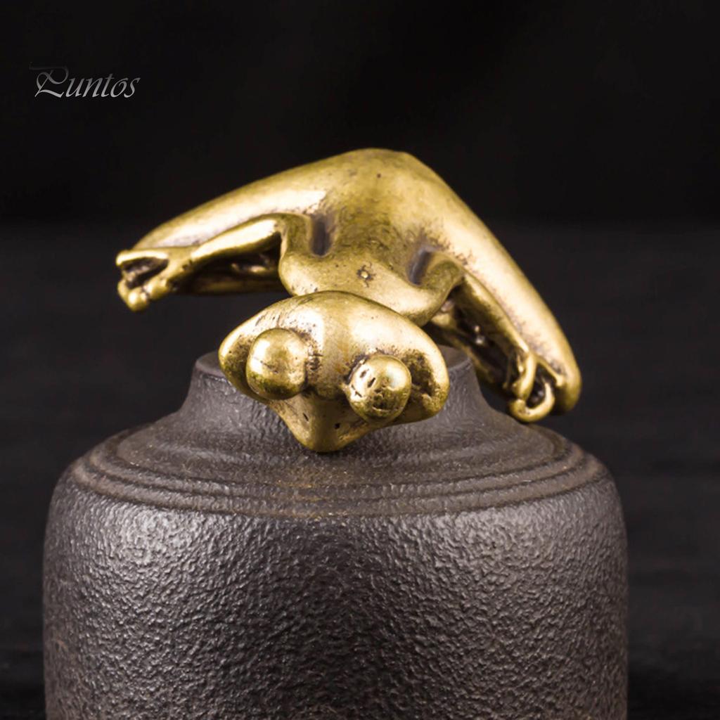 Puntos винтажная латунная сидящая статуя дзен-лягушки скульптура держатель для благовоний настольный орнамент