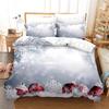 Christmas Duvet Cover Set King Queen Full Size Winter Theme Snowman Pattern Polyester Comforter Cover For Child Festival Gift