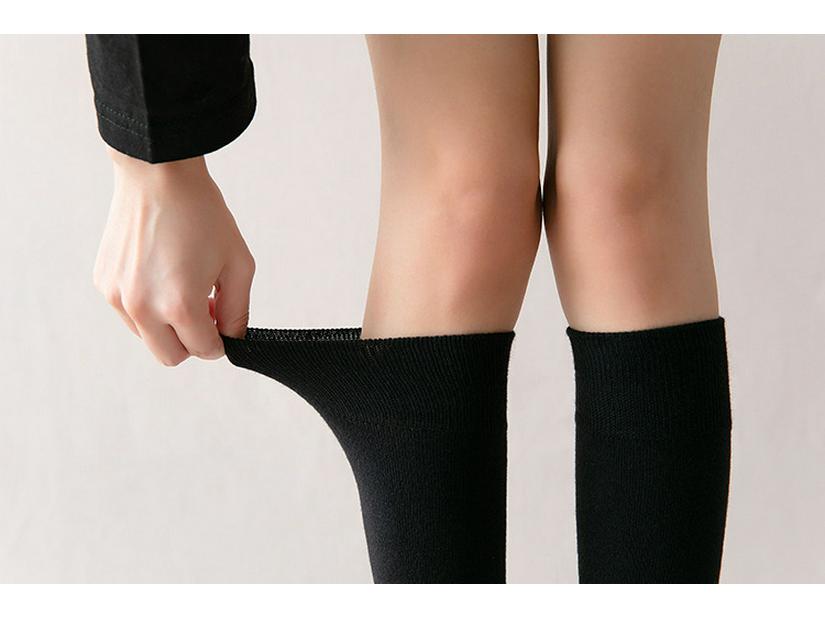 Women's Knee-High Compression Socks – Solid Color, Slimming, Autumn/Winter, Japanese/Korean Style