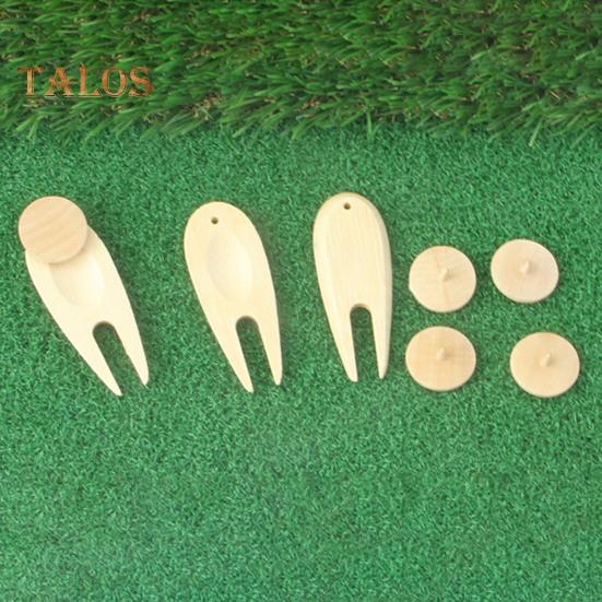 Инструмент для дерна для гольфа, зеленая бамбуковая вилка, маркер для выравнивания мячей, инструмент для фиксации дерна для гольфа, деревянные аксессуары для гольфа для мужчин