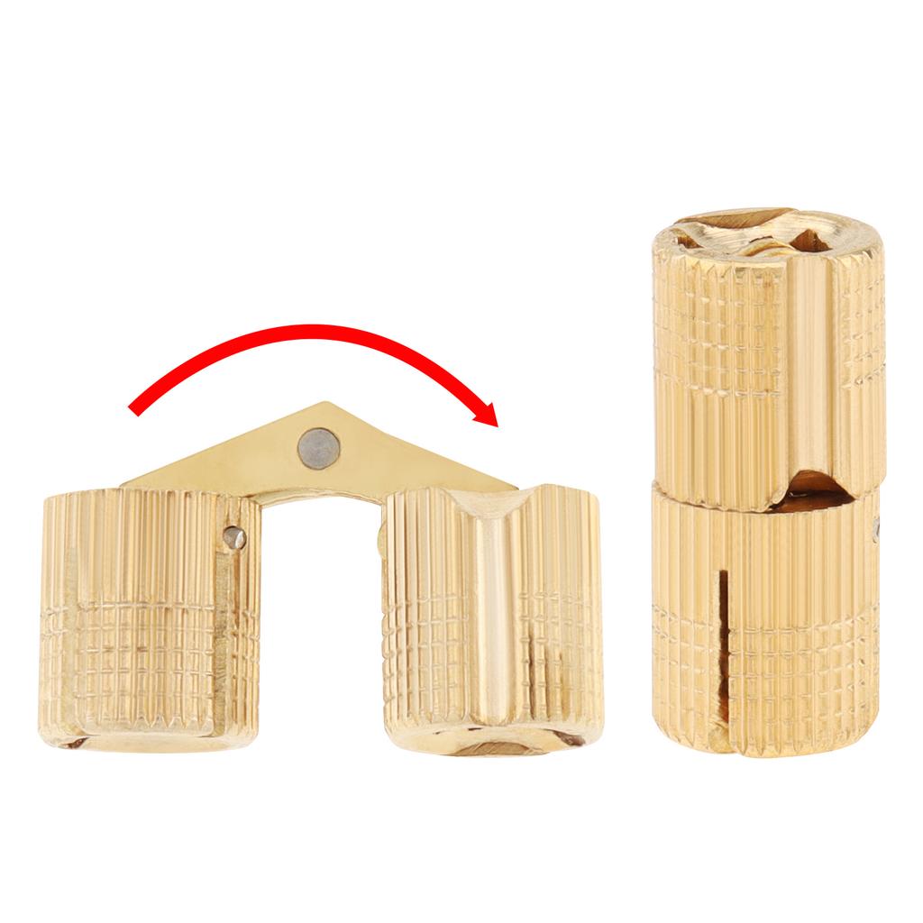 8 шт. Латунные бочкообразные скрытые мебельные петли, Подходят для самодельной шкатулки для драгоценностей, ручной работы, со сверлом из быстрорежущей стали 10 мм, Скрытый угол открывания 180 градусов