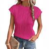 Женская летняя плиссированная футболка с круглым вырезом и коротким рукавом, однотонная, с коротким рукавом, повседневная модная футболка, дышащая, легкая, удобная, для работы и отдыха, топ