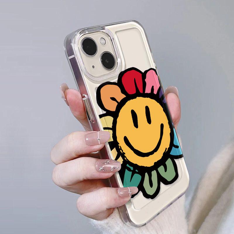 Улыбающийся Подсолнух Подходит для iPhone17 Космический Чехол 16Pro Полностью Покрывающий x Apple 14 Полностью Покрывающий 15 Защитный Чехол