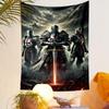 Templar Knights Three Warriors Red Cross Sword Dark Fantasy Art Wall Hanging Tapestry for Bedroom Wall Decor