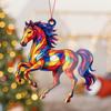 Car Pendant Colorful Horse Design Acrylic Pendant Expressive Silhouette Glossy Finish Fade Resistant Perfect Car Accessory