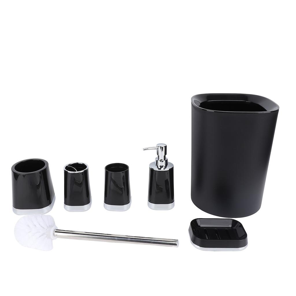 Bathroom Accessory Set PP Practical Trash Can Mouthwash Cup Toilet Brush Soap Dispenser for Home