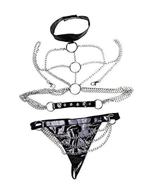 PU Leather Bondage Restraint Harness SM SM PU SM PU Play Bondage Body Sexy SM Iron Hobby Stage Prop Toy Leather Extreme Adjustable Size Costume,