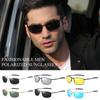 Мужские металлические поляризованные солнцезащитные очки Мужские квадратные оправы Классические очки для вождения Солнцезащитные очки