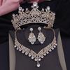 Vintage Crystal Crown Bridal Jewelry Sets for Women Tiaras Choker Necklace Sets for Wedding Crown Set Jewelry Accessories