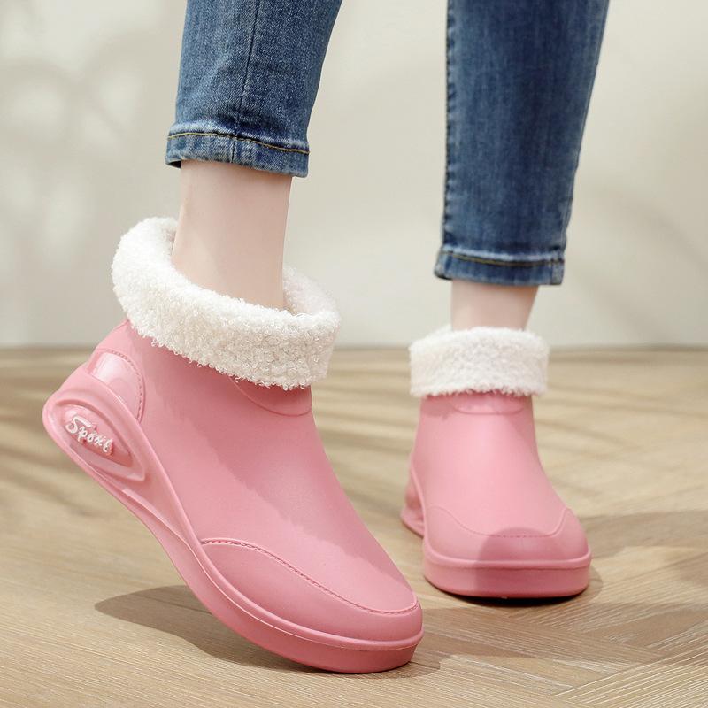 Fashion Women Fashion All-match Rubber Boots New Low Top Rain Shoes Soft Bottom Non Slip Detachable Waterproof Garden Shoes Size 36-40