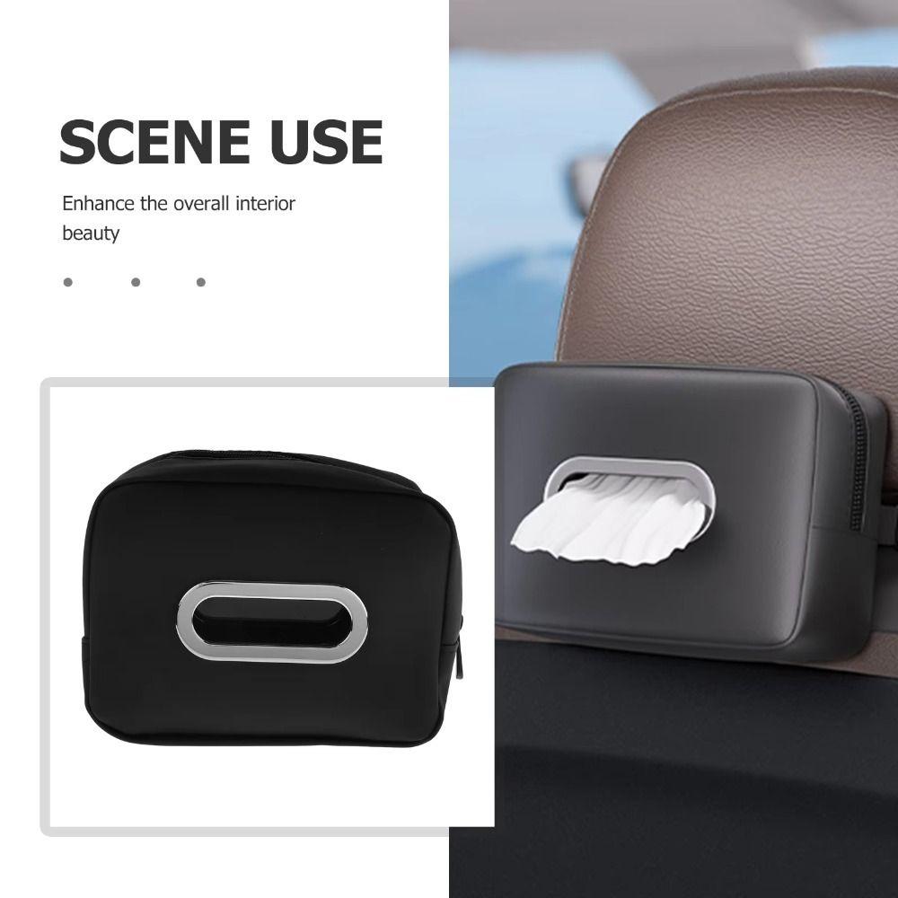 Zipper Car Tissue Box Multifunctional Car Seat Back Organizer Backseat Tissue Case Armrest