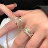 Серебряное плиссированное кольцо-смайлик, ощущается как открытое, кольцо на указательный палец, кольцо для холодной погоды, простое, с характером