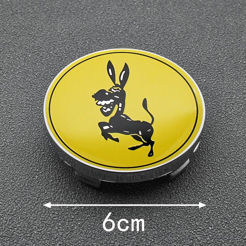 4pcs For Ferrari Donkey Auto Accessories 56mm+60mm Ferrari Donkey Logo Badge Emblem Car Wheel Hub Center Caps Rim Cover Stickers