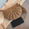 Женская полукруглая сумка с кисточками, соломенная сумка через плечо с луной, летние дорожные вязаные сумки из ротанга