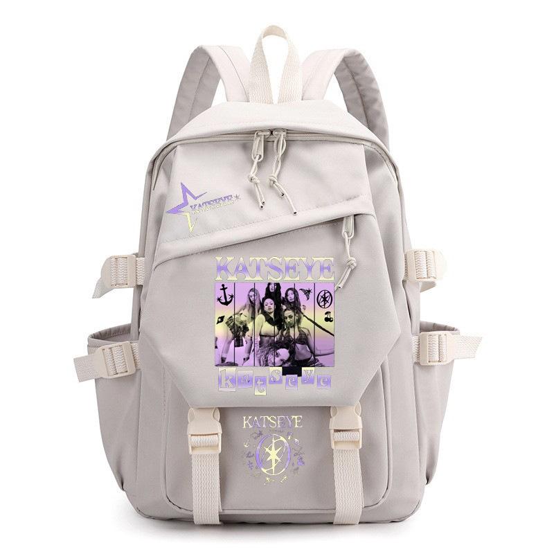 Katseye Music Print Backpack for Middle School Students Lightweight Canvas School Bag Youth Bookbag Unisex 1219