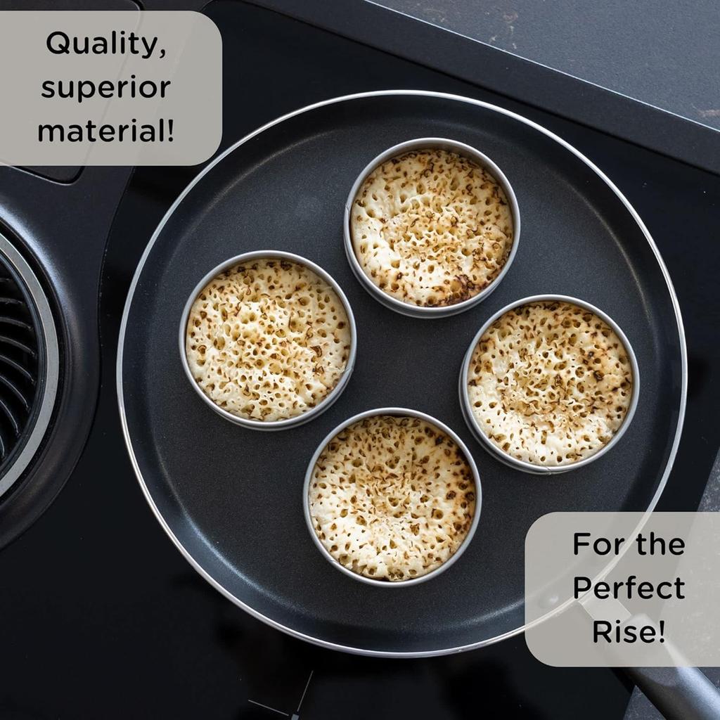 Набор из 12 форм для тартов с антипригарным покрытием, формы для крампетов из нержавеющей стали, формы для английских маффинов, многоцелевые формы для выпечки