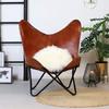 Brown Vintage Leather Arm Butterfly Chair | Genuine Tan Leather Butterfly Chair