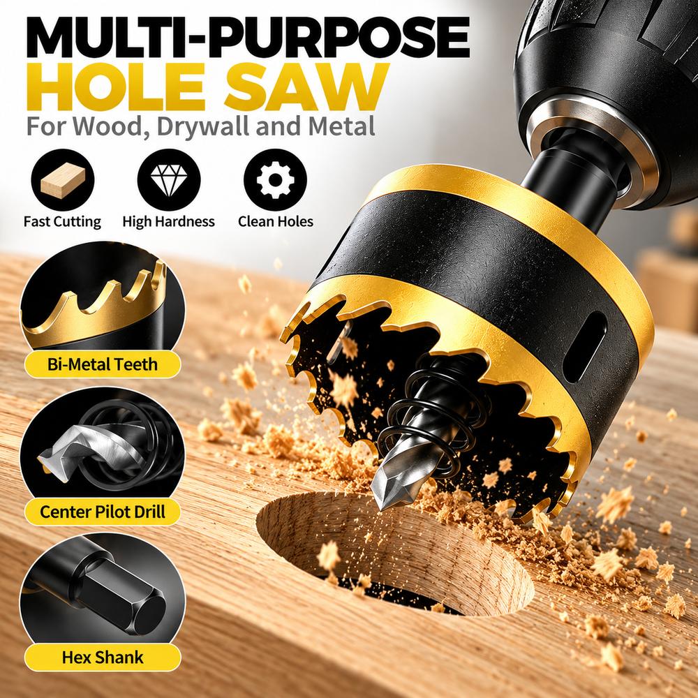 15-80mm Bi-Metal Hole Saw with Pilot Drill Hole Cutting Tool Handheld Electric Drills