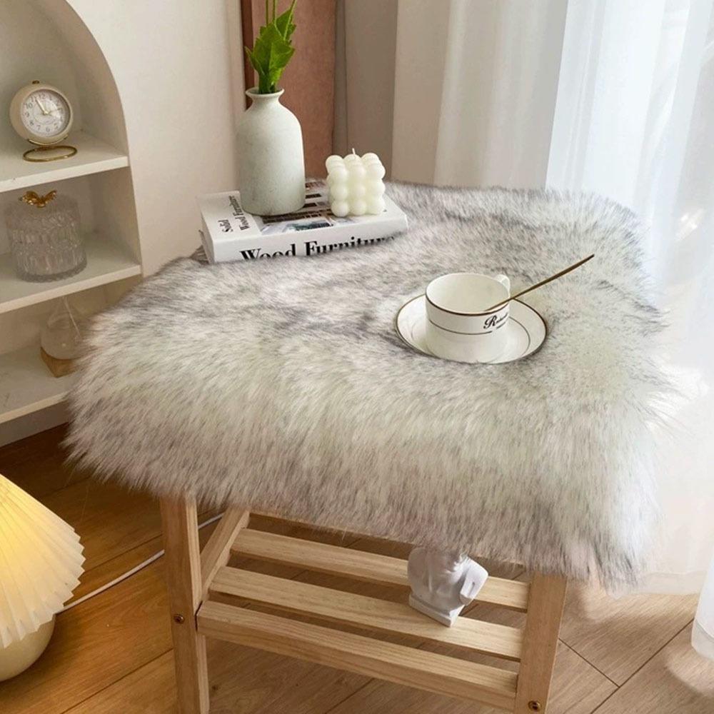 45*45cm Display Dressing Table Mat Fluffy Shaggy Fur Rugs Sofa Pillow Cushion Seat Cushion Pad