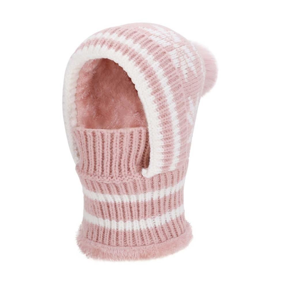Fleece Lining Knitted Balaclava Hat Snowflake Jacquard Thermal Face Cover Fashion Ladies