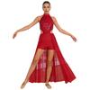 Womens Backless Bodysuit Dress Sequined Top Mesh Skirt Integrated Short Bottom Dance Wear