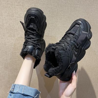 Высокие спортивные туфли для папы для женщин 2024 года, новые плюшевые теплые повседневные зимние короткие ботинки, настоящие кроссовки для женщин, Zapatillas Mujer