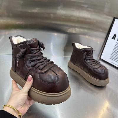 [Fanfna] 2025 новые зимние сапоги зимние с набивным утолщением водонепроницаемые и нескользящие кабара большая голова хлопковые туфли